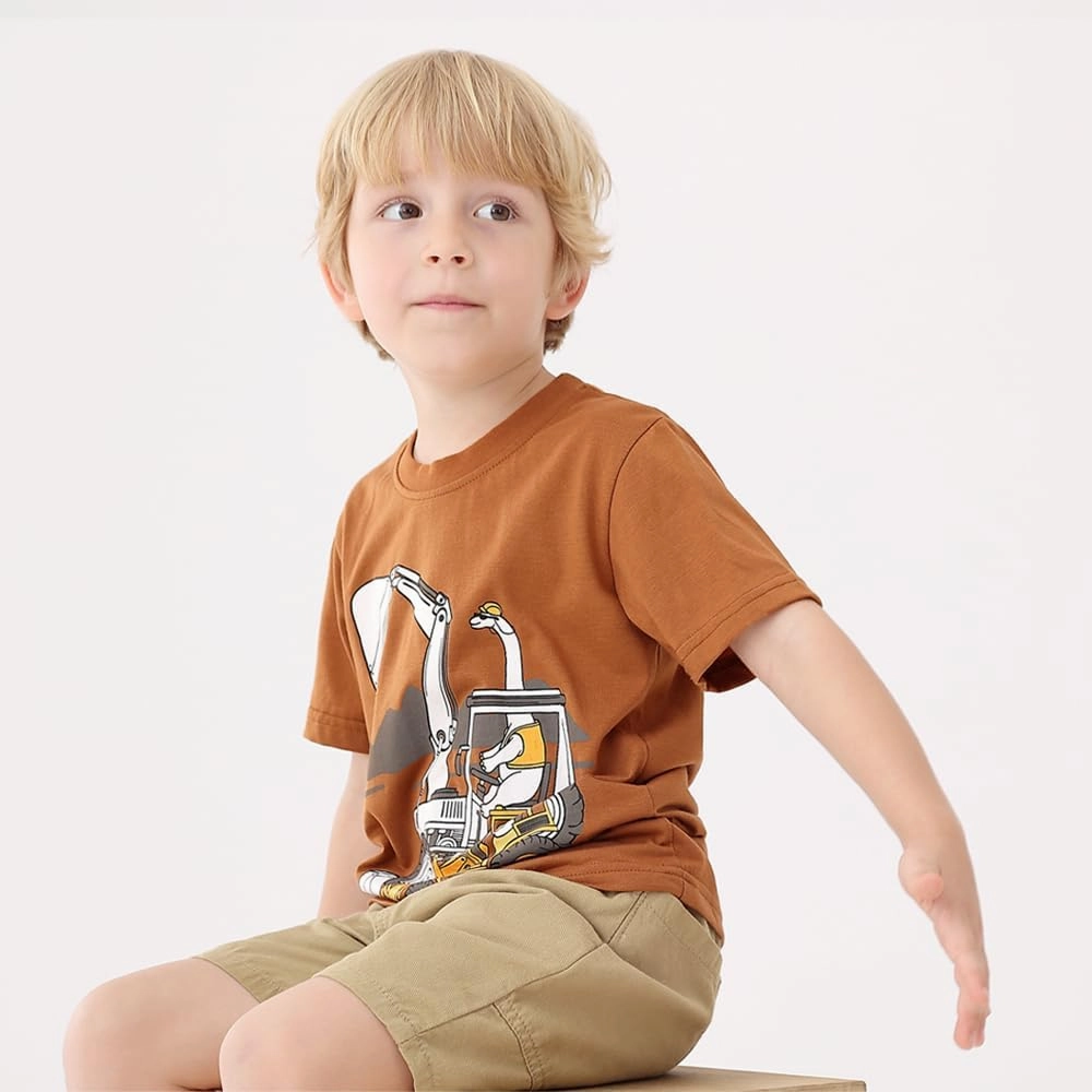 GFQLONG Toddlers Baby Boys Pack of 3 Cotton Short Sleeve Shirts Clothes Dinosaur Graphic T-Shirt Outfit