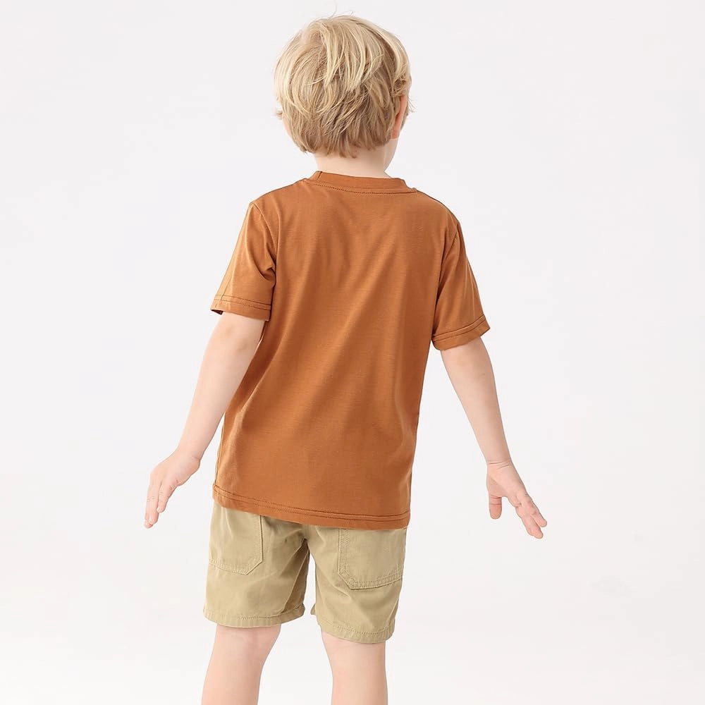 GFQLONG Toddlers Baby Boys Pack of 3 Cotton Short Sleeve Shirts Clothes Dinosaur Graphic T-Shirt Outfit