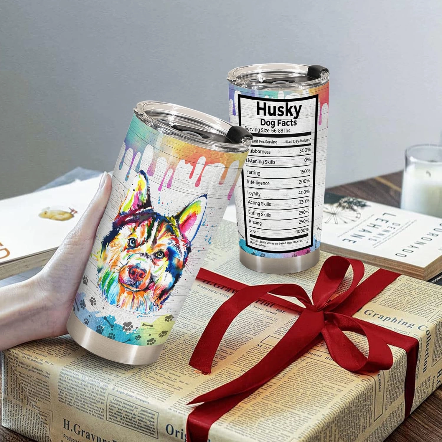 Gift for Husky Lovers – 20oz Stainless Steel Tumbler Cup Mug, Funny and Unique Gift for Husky Dog Owners, Perfect for Mothers Day, Fathers Day, Birthday, and Anniversary Celebrations