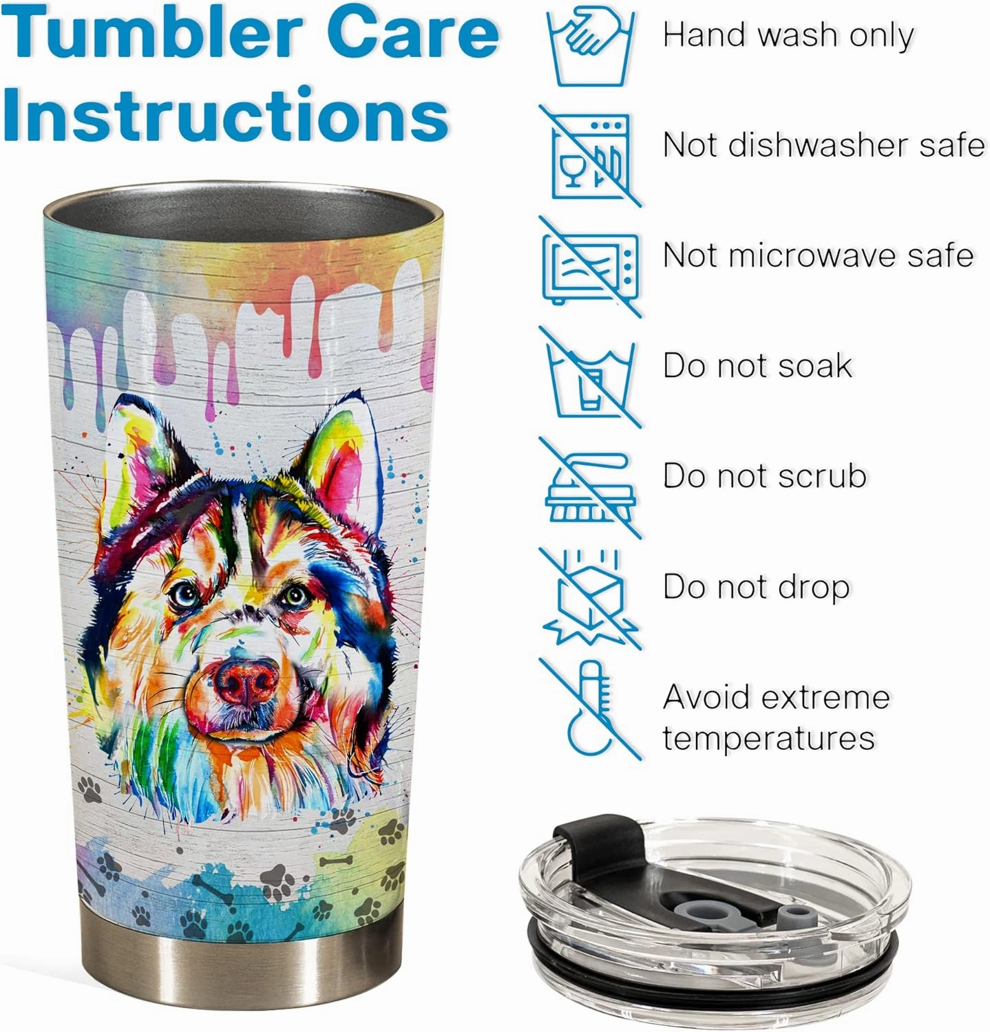Gift for Husky Lovers – 20oz Stainless Steel Tumbler Cup Mug, Funny and Unique Gift for Husky Dog Owners, Perfect for Mothers Day, Fathers Day, Birthday, and Anniversary Celebrations