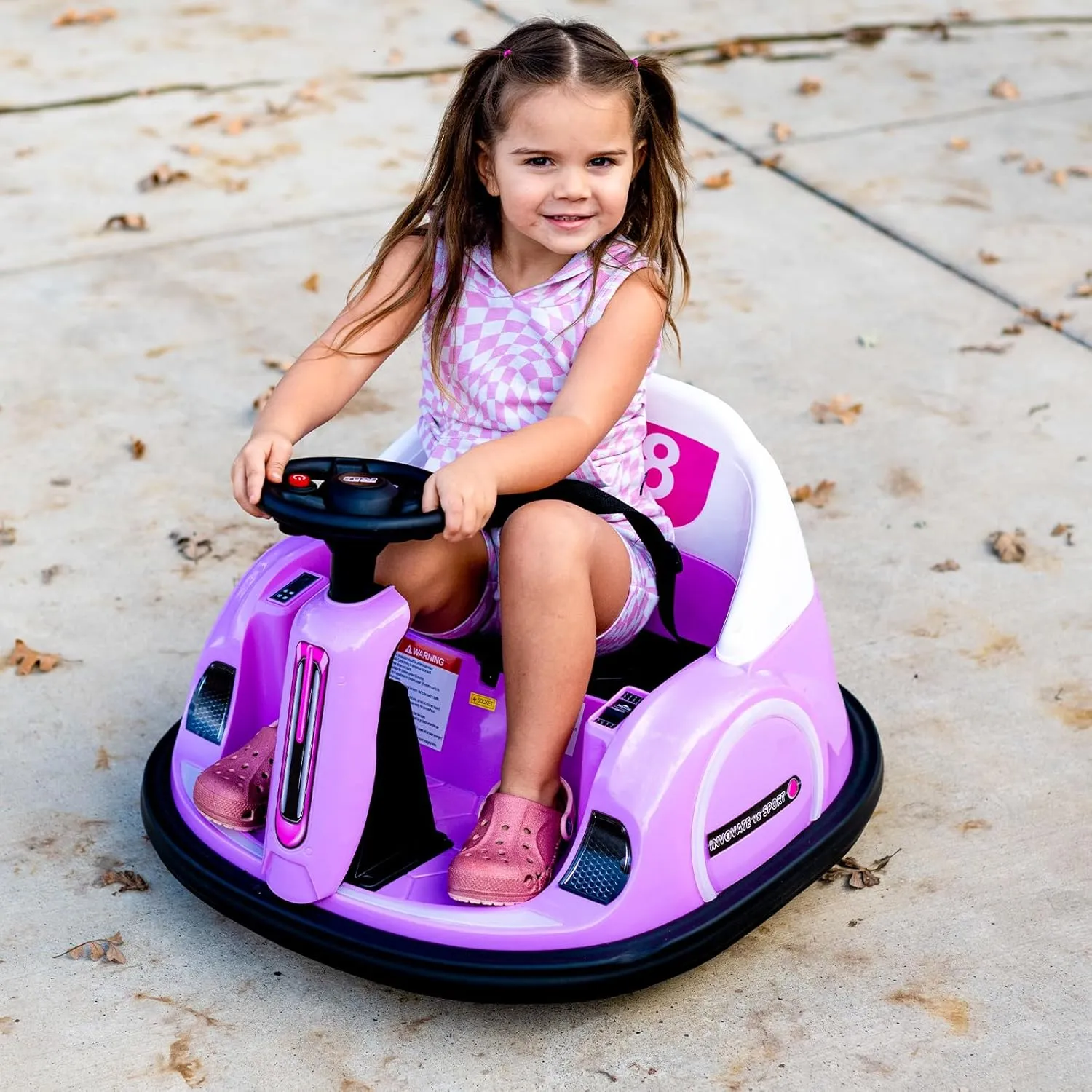 Glaf 12V Baby Bumper Car Electric Ride On Bumper Car for Kids with Remote Control, 360° Spin, LED Lights & MP3, Toddlers Bumping Toy Car Gifts for Girls/Boys 1.5  Years (Pink)