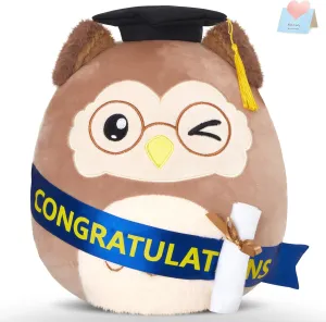 Glow Guards 12-Inch Graduation Owl Plush Toy Pillow,Preschool Class of 2025 Graduation Gift,Soft Graduation Owl Stuffed Animal with Grad Cap for Boys Girls Kindergarten College High School