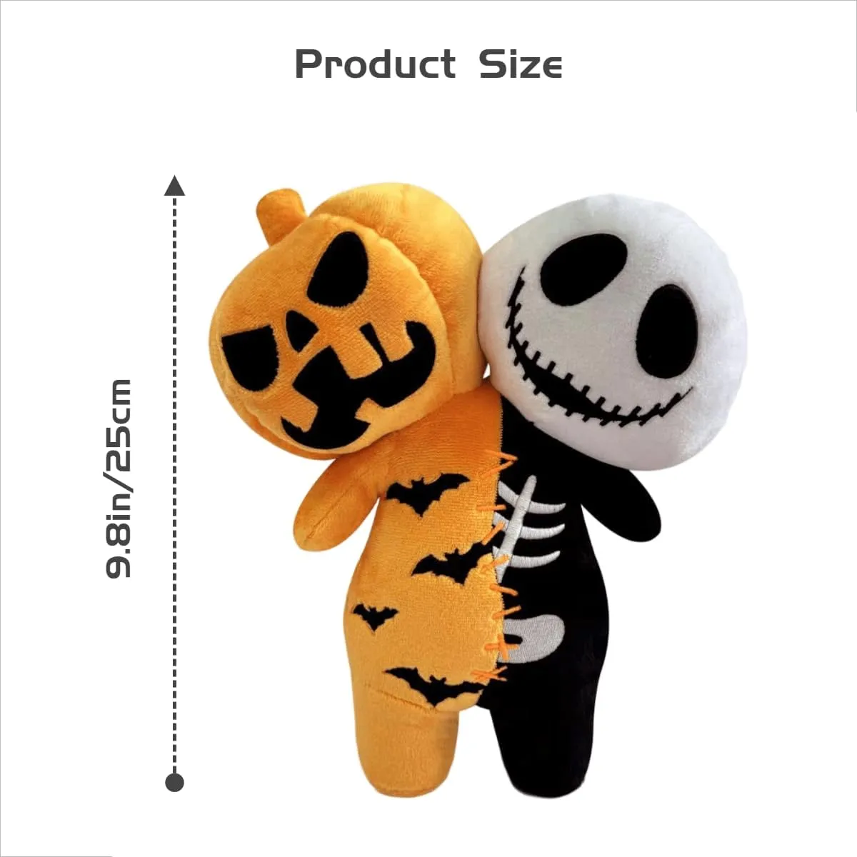 Glow-in-The-Dark Halloween Plush Toy – Reversible Pumpkin & Skeleton Dual Head Pillow 9.8" Ultra-Soft Cuddle Buddy Noctilucent Bones for Halloween Decor, Gifts & Movie Nights