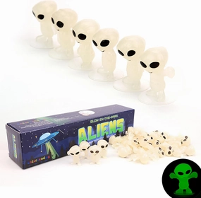 Glow in The Dark Alien Figurines for Kids in Gift Box - 48 Pcs Small Halloween Party Favors - Goodie Bag Fillers Pinata Stuffers - Halloween Toys - Bulk Gifts for Kids Vending Machine Toy Easter Toys
