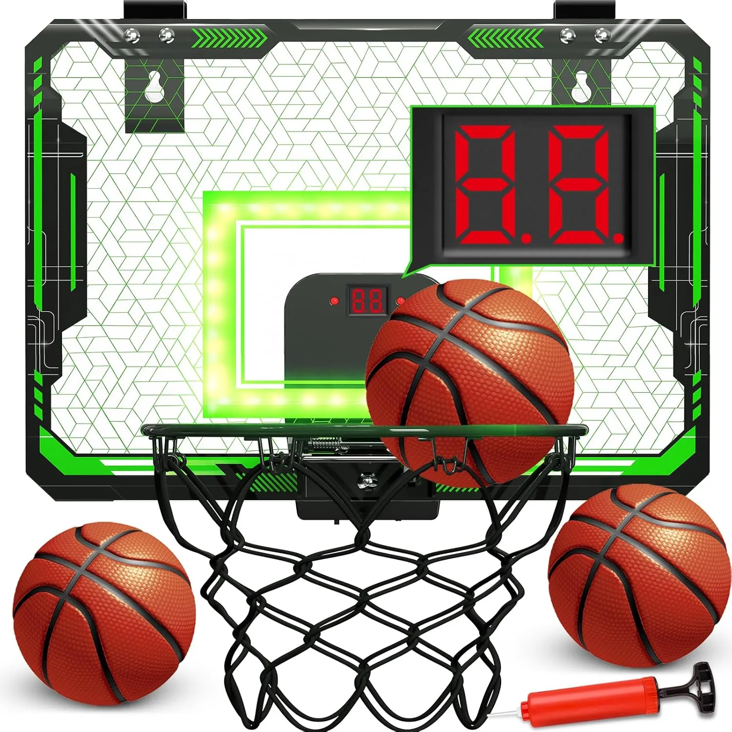 GMAOPHY Mini Basketball Hoop with Electronic Scoreboard Over The Door, Basketball Hoop Indoor for 5 6 7 8 9 10  Year Old Boys Kids, Birthday Gift Sport Toys