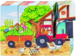 Goki Cube Seasons On The Farm Puzzle (12 Piece)