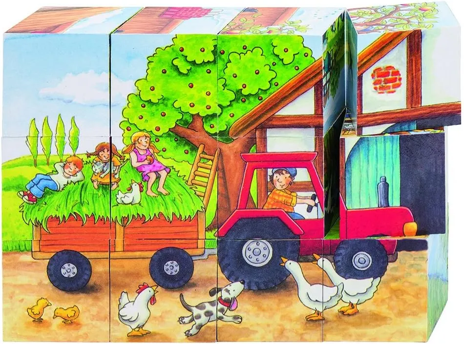 Goki Cube Seasons On The Farm Puzzle (12 Piece)