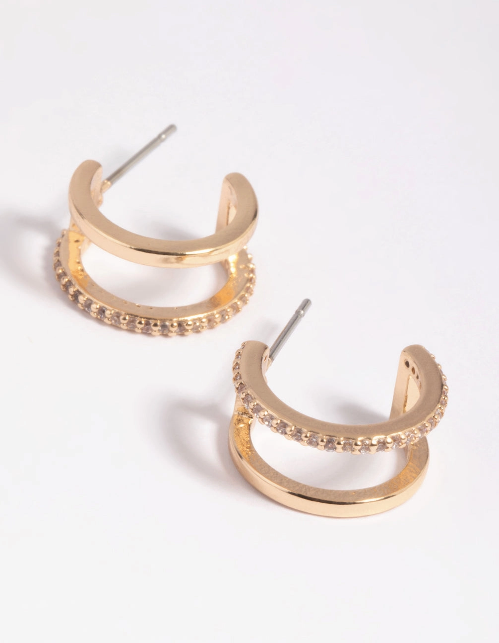 Gold Cubic Zirconia Hoop Earrings