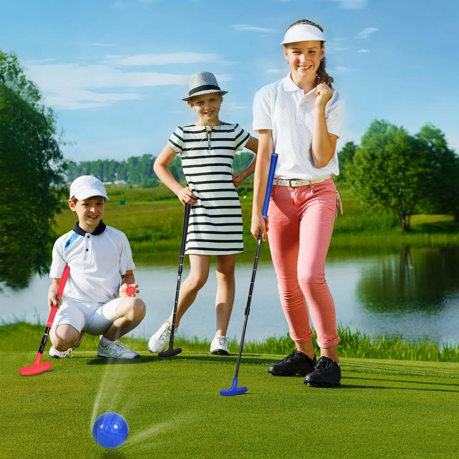 Golf Putters for Men and Women, Golf Clubs Two-Way Mini Golf Putter for Right or Left Handed Golfers Adjustable Length Suitable for, Teenagers and Adults(Red, Black, Blue Colours Available)
