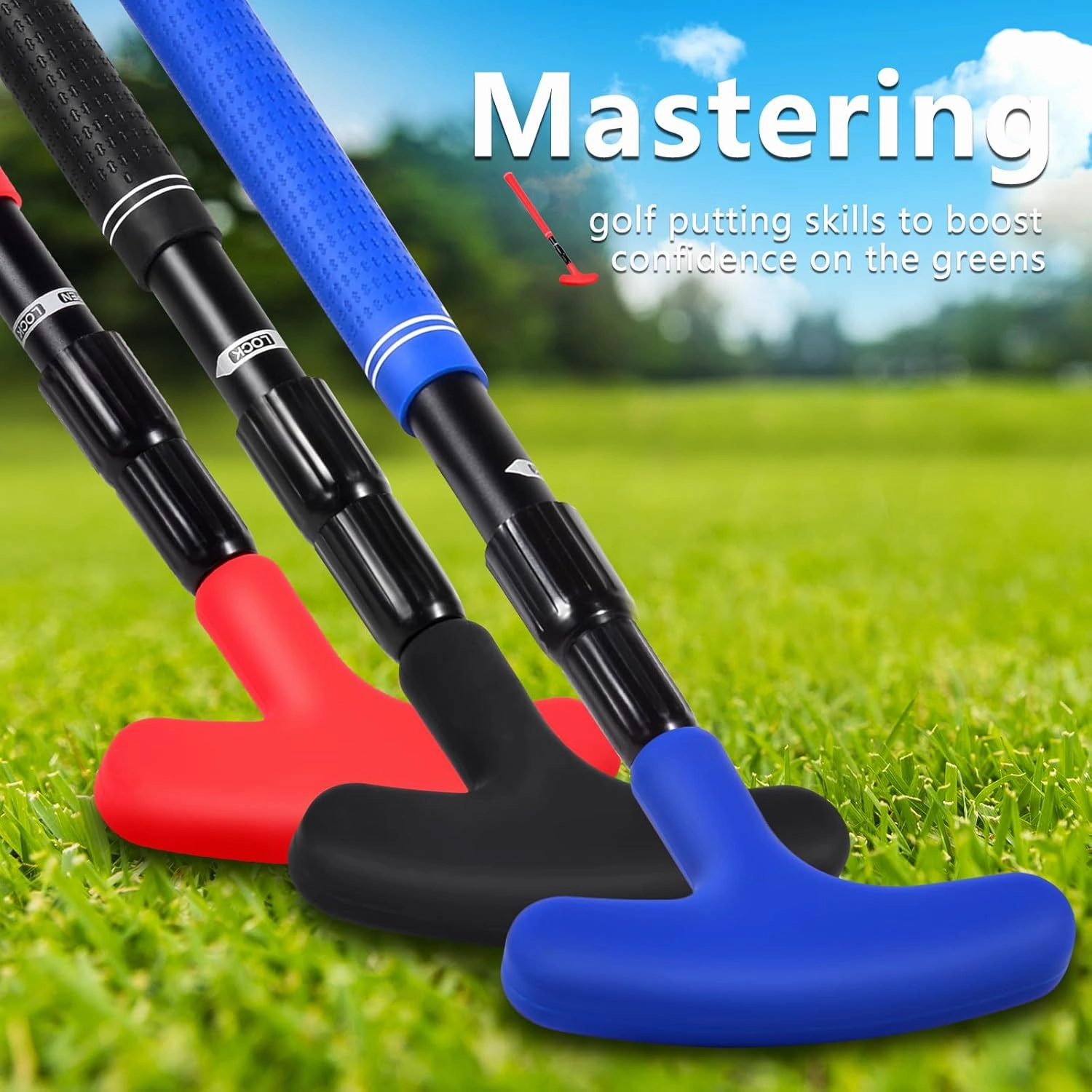 Golf Putters for Men and Women, Golf Clubs Two-Way Mini Golf Putter for Right or Left Handed Golfers Adjustable Length Suitable for, Teenagers and Adults(Red, Black, Blue Colours Available)