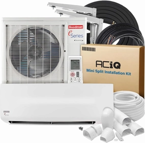 Goodman 18 SEER2 1.50 Tons Mini Split E-Series | 208/230v 1Phase 60Hz | 18,000 BTU Cooling & Heating w/ACiQ 15ft Installation Kits | Inverter Heat Pump, Ductless System, Single Zone, Wall Mounted