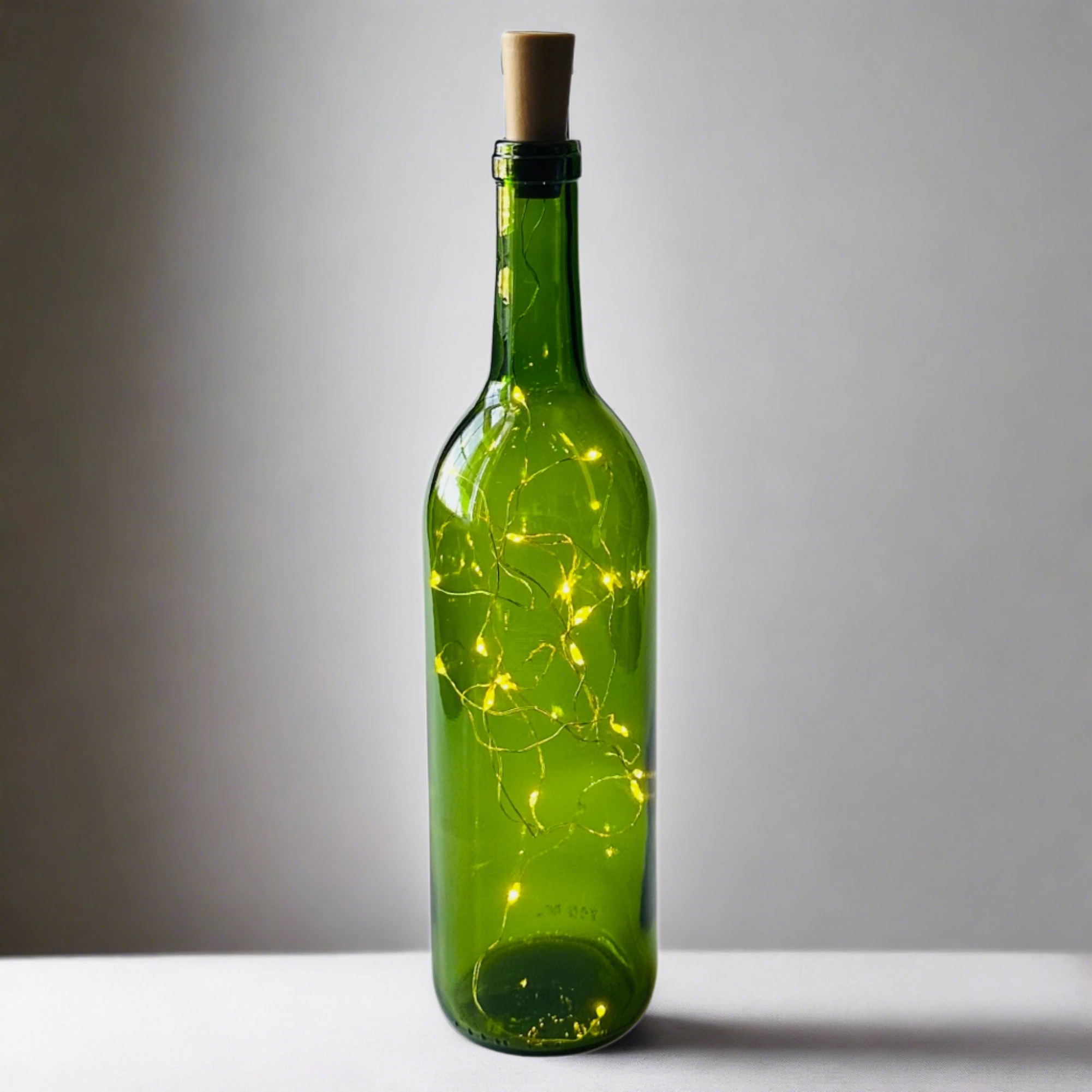 Green Wine Bottle with Warm White Fairy String Lights, 750ml, Battery Operated Lights - DIY Projects and  Décor
