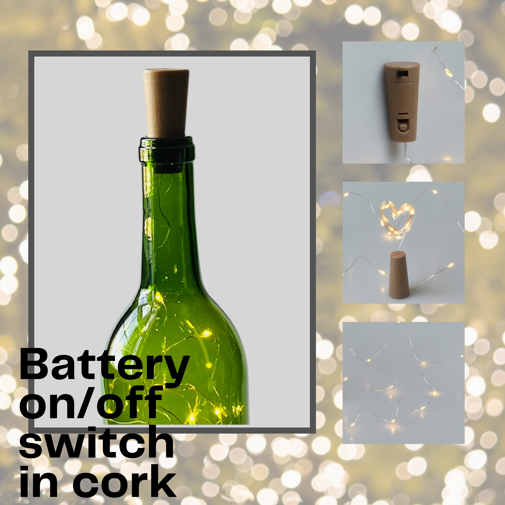 Green Wine Bottle with Warm White Fairy String Lights, 750ml, Battery Operated Lights - DIY Projects and  Décor