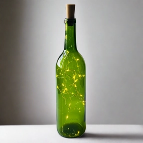 Green Wine Bottle with Warm White Fairy String Lights, 750ml, Battery Operated Lights - DIY Projects and  Décor