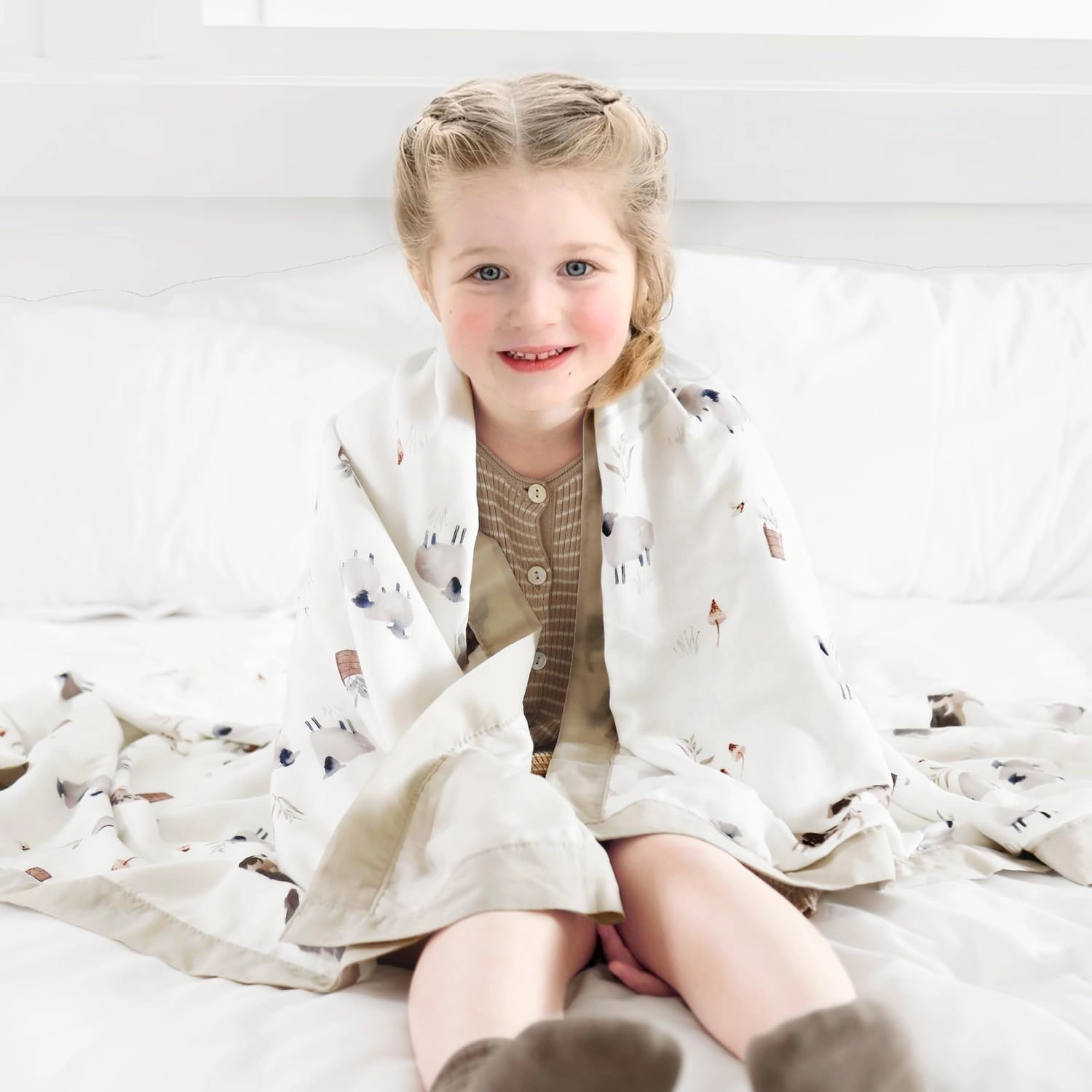 GRSSDER Cotton Muslin Quilt Blanket - Silky Soft and Breathable Baby Blanket Quilt, Oversized Muslin Blankets for Newborns, Toddlers & Kids, 6 Layers Reversible Design for All Seasons, 47" x 47"