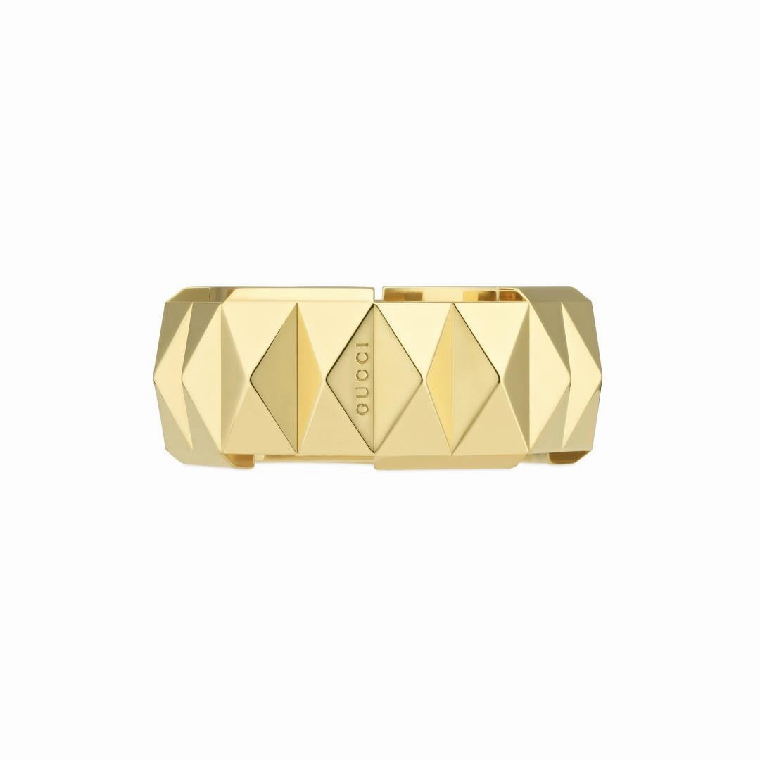 Gucci Link to Love 18ct Yellow Gold Studded 9mm Ring D