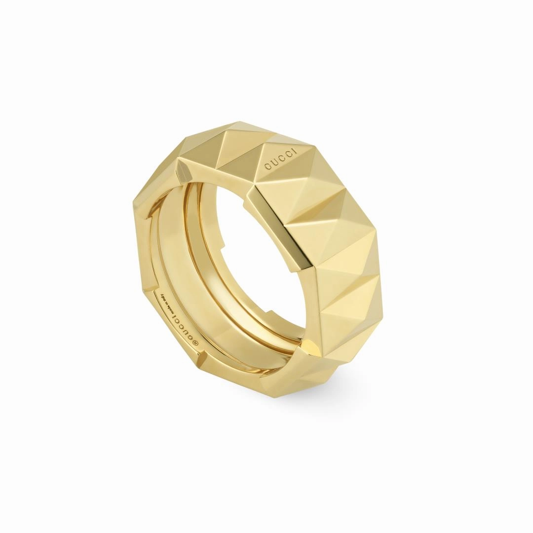 Gucci Link to Love 18ct Yellow Gold Studded 9mm Ring D
