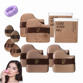 Guo Xiao Niu Makeup Puff, 1 Box Of 6 Pcs Guo Xiao Niu Chocolate Color Quick Makeup Foundation Puff Set, for Foundation, Blending, Concealer & Powder, without Eating Powder (2 Set)