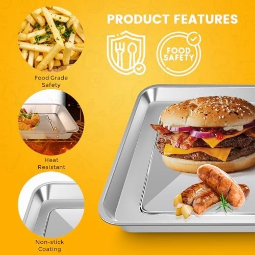 GWY 11.7" x 11.7" Baking Pan for Breville, Ninja Air Fry Oven, 360 Heat Circulation, Dishwasher Safe, Steel, BPA Free