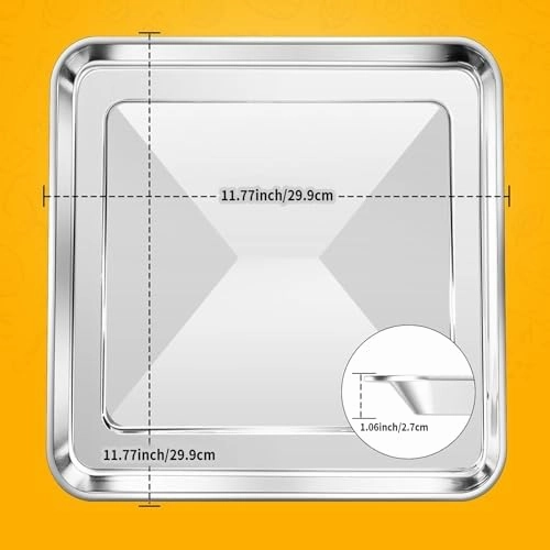 GWY 11.7" x 11.7" Baking Pan for Breville, Ninja Air Fry Oven, 360 Heat Circulation, Dishwasher Safe, Steel, BPA Free