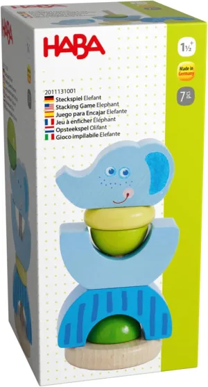 HABA Elephant Construction Toy – Animal Shaped Stacking Motor Skills Toy – Wooden Toy for Babies and Toddlers – Made in Germany – From 18 Months – 2011131001