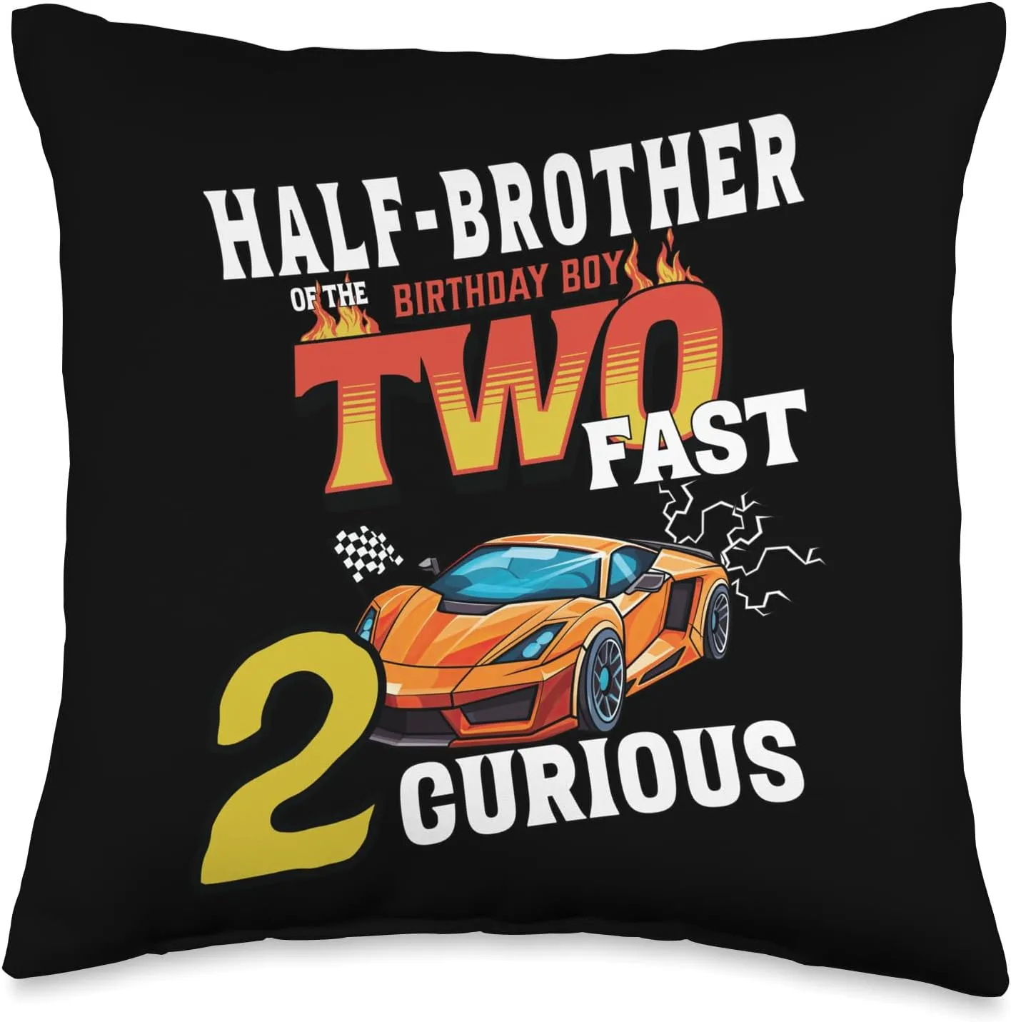 Half-brother Of The Two Years Old Birthday Boy Racing Car Throw Pillow