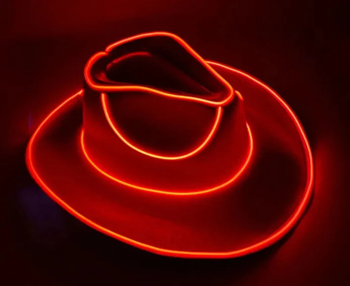 Halloween Carnival Party LED Wireless Fluorescent Colorful Cowboy Flashing Hat