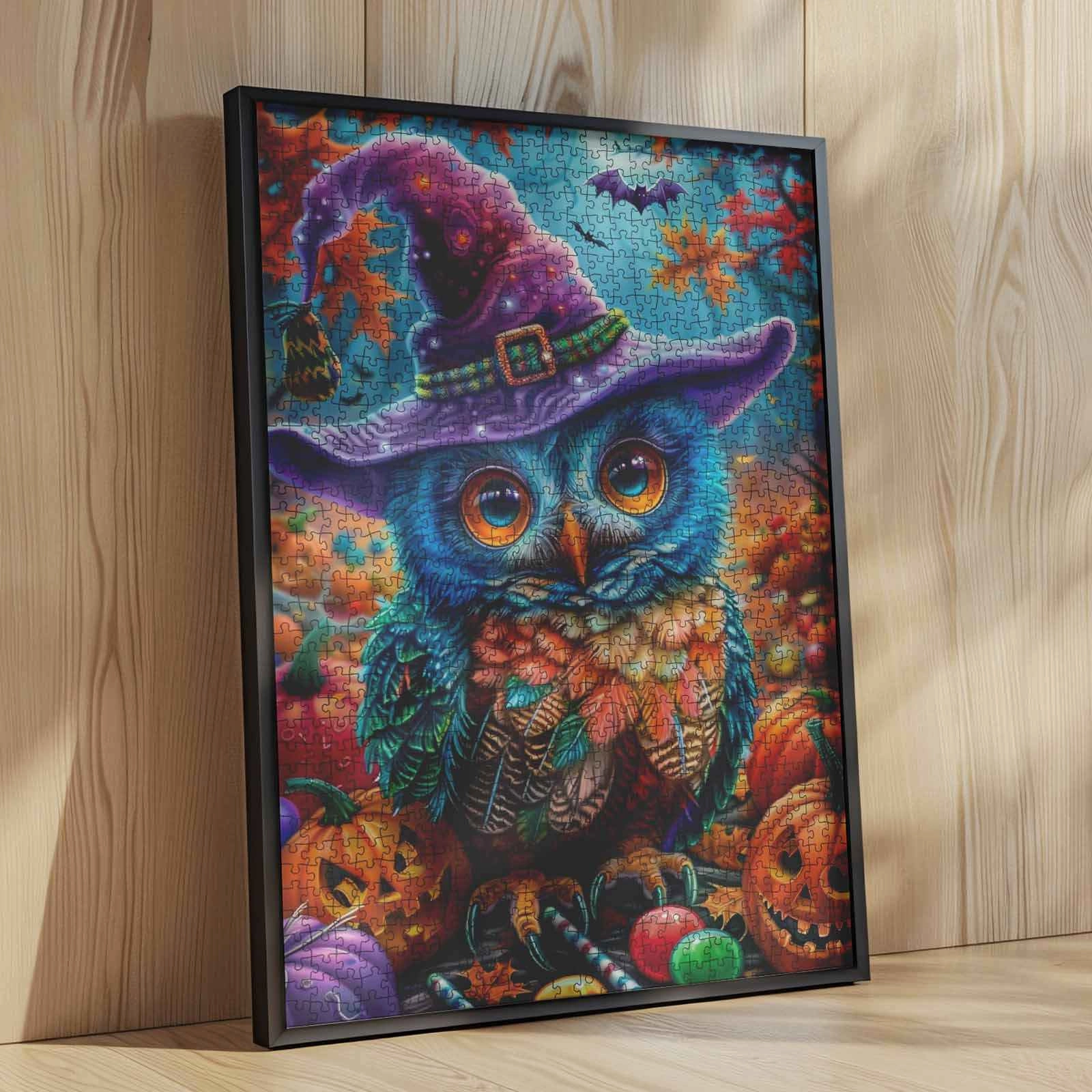 Halloween Colorful Owl Retro Pumpkin Jigsaw Puzzles
