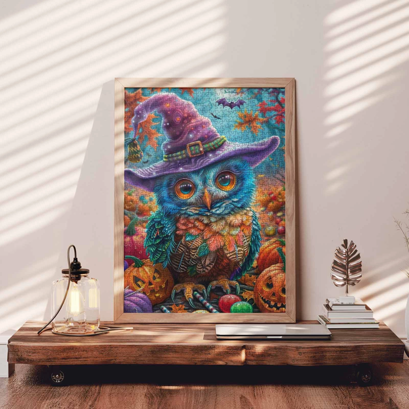 Halloween Colorful Owl Retro Pumpkin Jigsaw Puzzles
