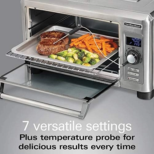 Hamilton Beach Professional Sure-Crisp Digital Toaster Oven Air Fryer Combo, 1500W, Fits 12” Pizza 6 Slice Capacity, Temperature Probe, Stainless Steel (31243)