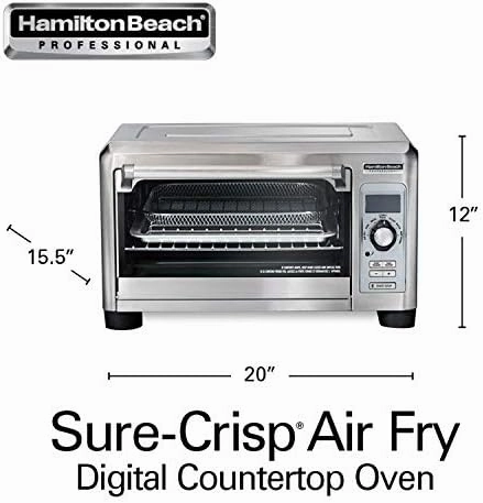 Hamilton Beach Professional Sure-Crisp Digital Toaster Oven Air Fryer Combo, 1500W, Fits 12” Pizza 6 Slice Capacity, Temperature Probe, Stainless Steel (31243)