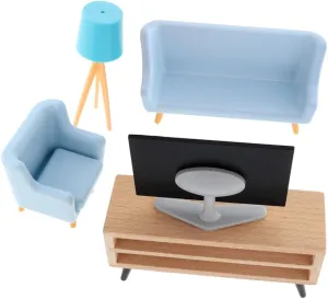 HANABASS 1 Set Miniature Dollhouse Furniture Tiny Decor Collection with Tv Tv Cabinet Lamp Long Sofa Sofa for Living Styling and Photography Props