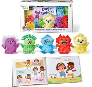 hand2mind Feelings Family Introductory Storybook and Plush Set, Toddler Emotions Book, Social Emotional Learning Activities, Play Therapy Toys, Preschool Books 3-5, Calm Down Corner Supplies
