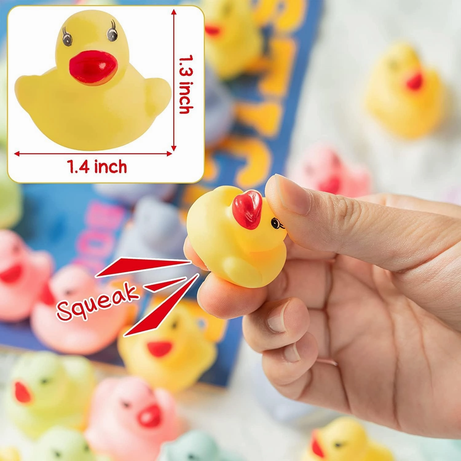 Haooryx Macaron Miniature Rubber Duckies - 60Pcs Colorful Mini Pastel Float Ducky Pool Toy Novelty Squeeze Smile Ducks Kids' Birthday Multi-Item Party Favor Packs School Rewards Game Prizes Bath Toys