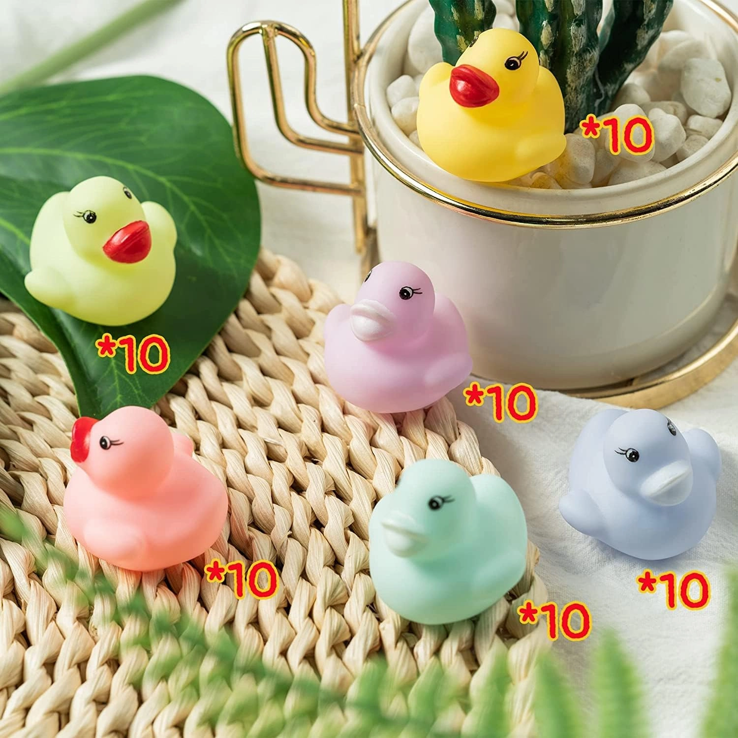Haooryx Macaron Miniature Rubber Duckies - 60Pcs Colorful Mini Pastel Float Ducky Pool Toy Novelty Squeeze Smile Ducks Kids' Birthday Multi-Item Party Favor Packs School Rewards Game Prizes Bath Toys