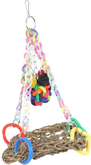Happyyami 1 Set Bird Swing Toy Parrot Perch Swing Hammock Cockatiel Bird Cage Toy