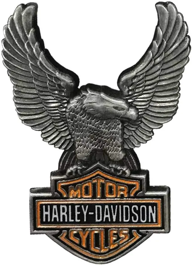 Harley-Davidson 1.5 in. Up-Winged Eagle Bar & Shield Pin, Antique Finish 8008864