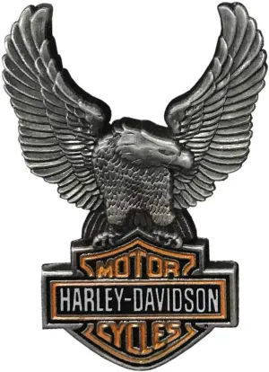Harley-Davidson 1.5 in. Up-Winged Eagle Bar & Shield Pin, Antique Finish 8008864