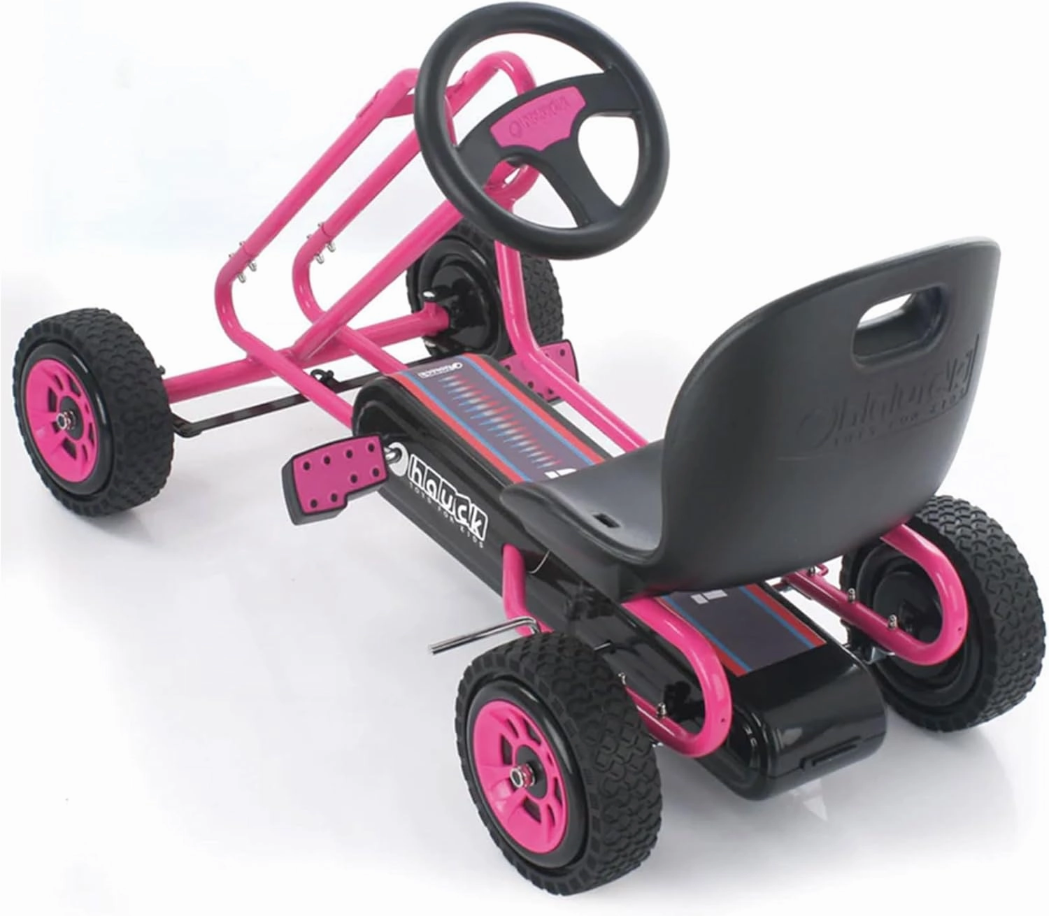 hauck Kids Pedal Go Kart, 4 Wheel Bike Cart, Ages 4-8, Lightning Ride, Pink