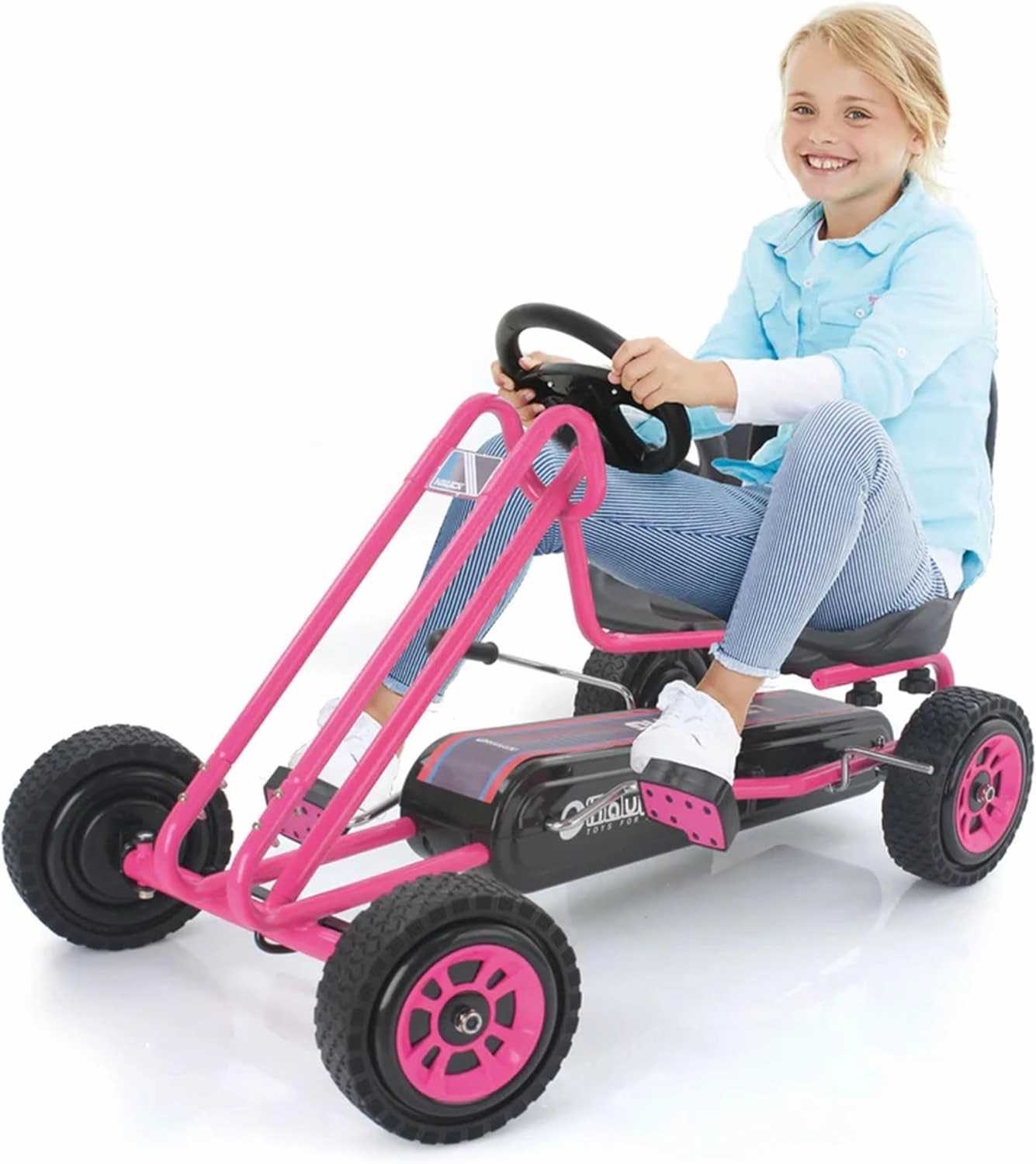 hauck Kids Pedal Go Kart, 4 Wheel Bike Cart, Ages 4-8, Lightning Ride, Pink