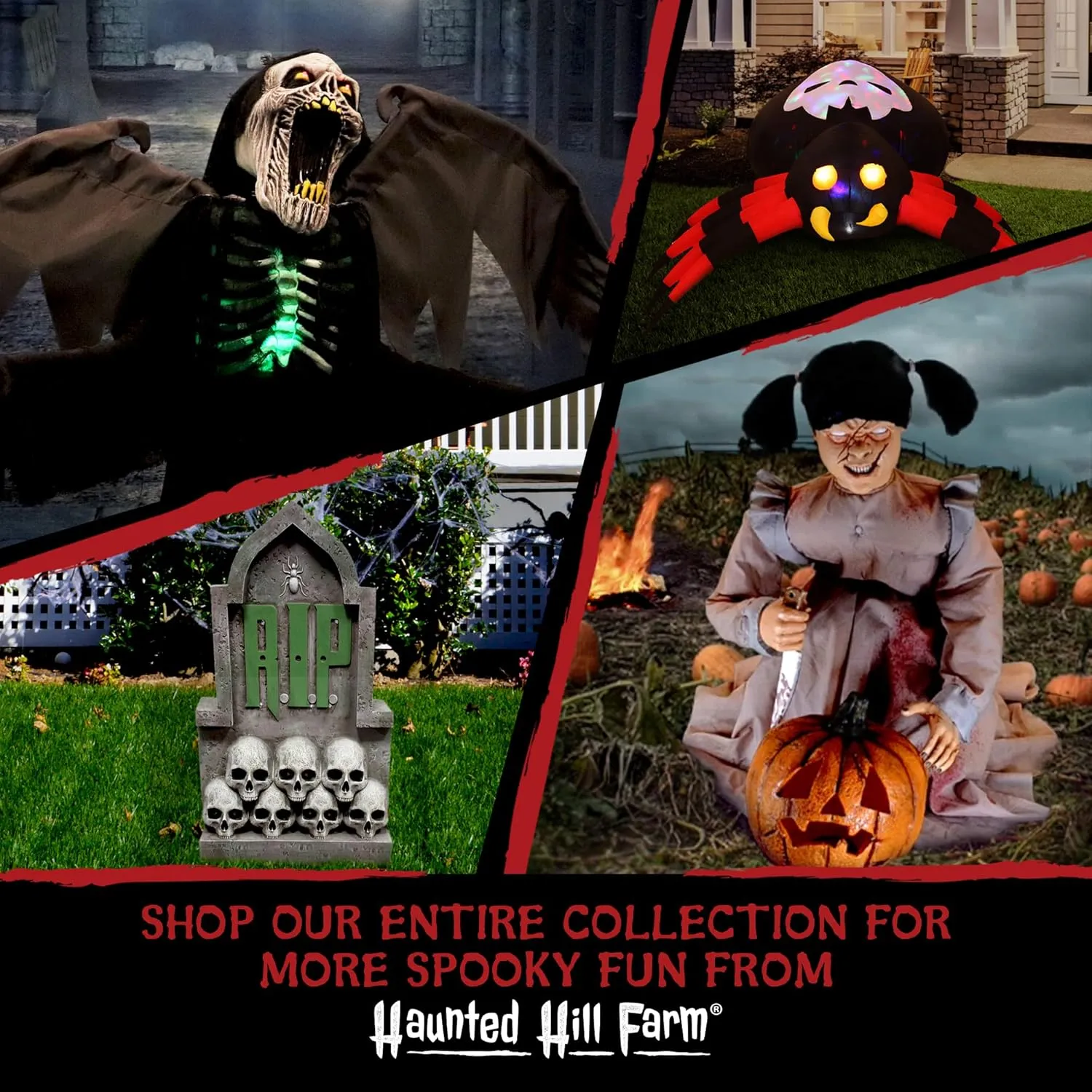 Haunted Hill Farm Hartley The Sitting Scare Clown by Tekky, Motion-Activated Talking Jump-Scare Halloween Animatronic for Halloween Party Prank Decoration, Plug-in or Battery Operated Halloween Props