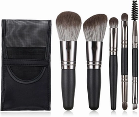 HAYNAH Marycan Travel Makeup Brushes Set w/Pouch, 5PCS Double Ended Portable Mini Cosmetic Brushes Kit