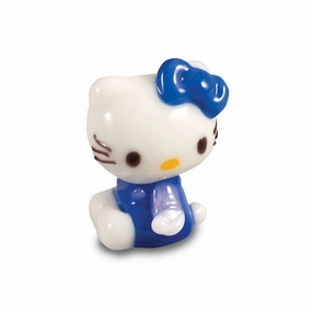 Hello Kitty - Purple Dress, Looking Left, Sitting Collectible Miniature Glass Figurine in Tynies Collector's Frame