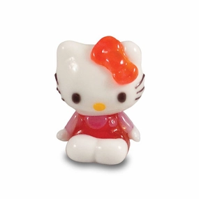 Hello Kitty - Red Dress, Pink Shirt, Sitting Collectible Miniature Glass Figurine in Tynies Collector's Frame