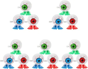 Hemoton 15pcs Eyeball Clockwork Toy Halloween Walking Eye Balls Wind Up Toy Eyeball Mini Jumping Walking Toys Goody Bag Fillers for Kids