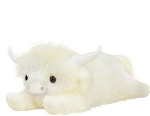 Highland Cow Stuffed Animal - 18" Off-White Cows Plush Toy Gift for Kids & Adults, Cattle Decorations Pillows Living Room Bedroom