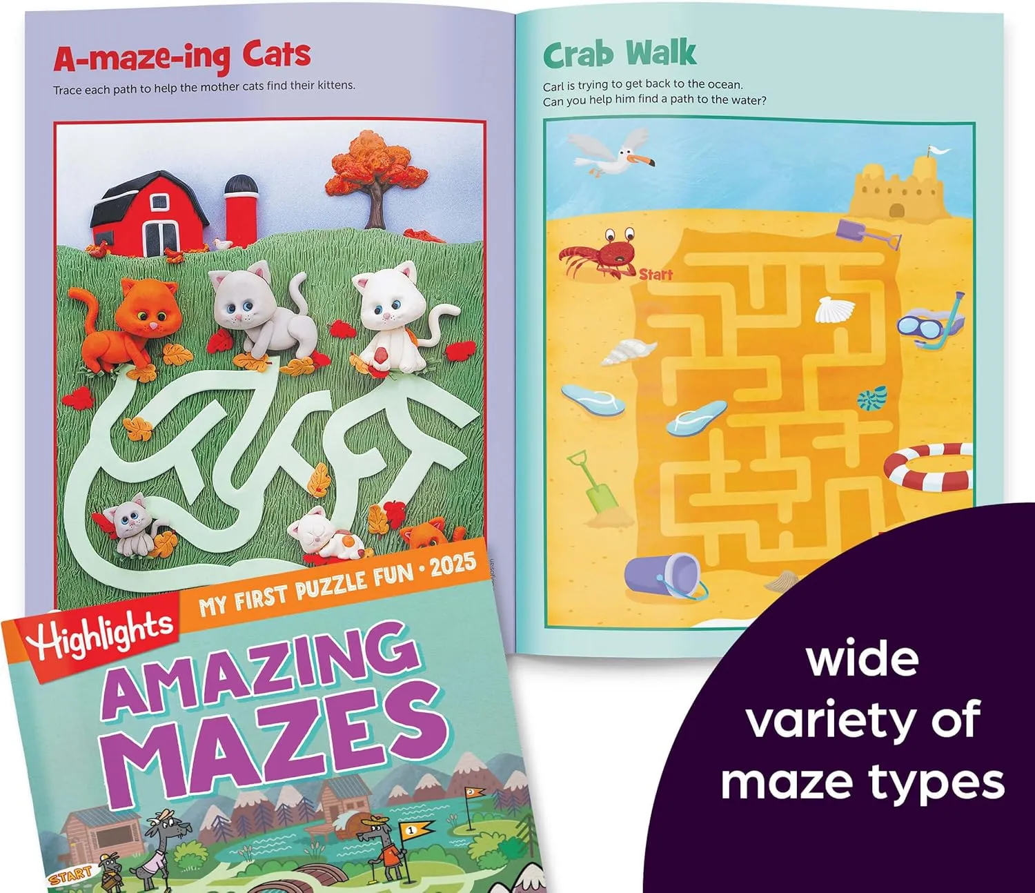 Highlights My First Puzzle Fun 2025 Puzzle Books for Kids Ages 3-6, 4-Book Set of Matching, Mazes, Spot-The-Differences, and More Travel-Friendly Screen Free Brain-Boosting Activities