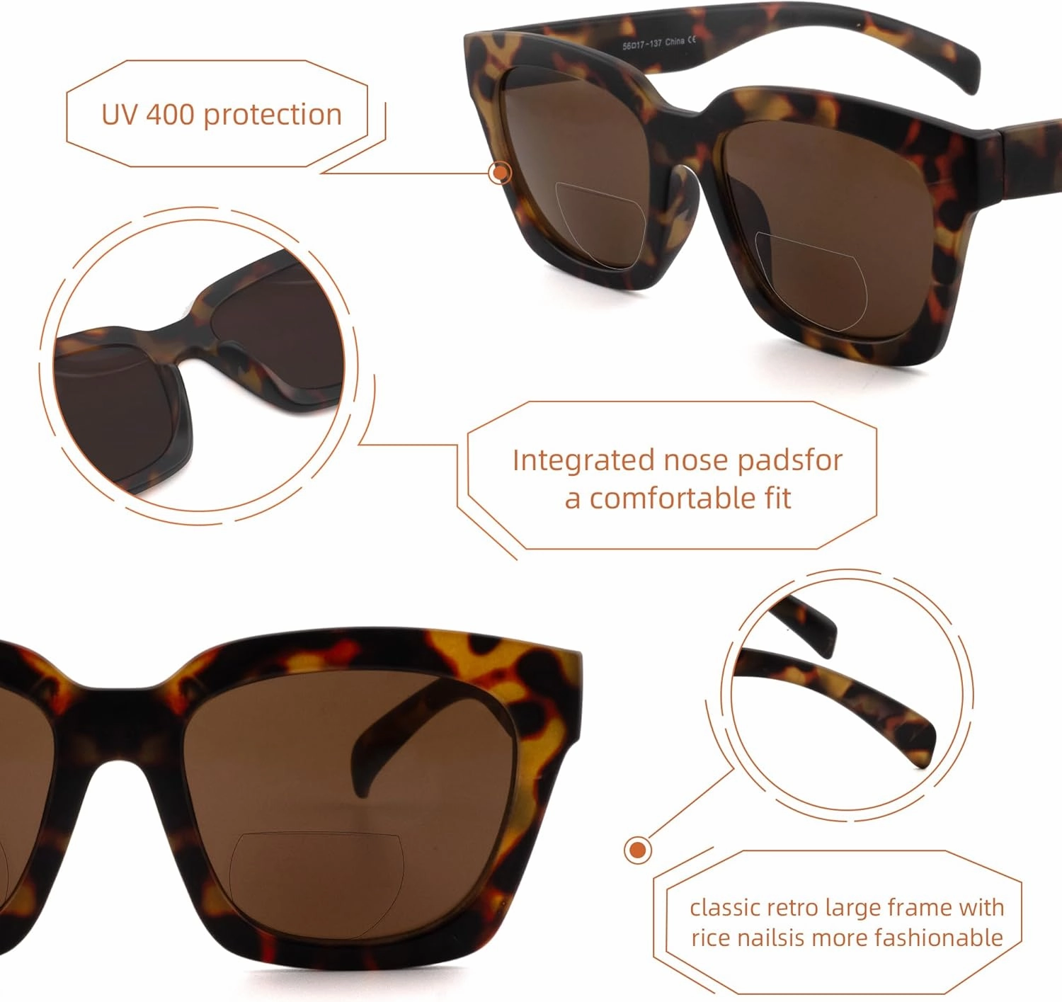 HIYANJN 3 Pack Bifocal Sunglasses For Women Men Reading Sunglasses Oversized Fashion Matte Frame UV400 Sun Readers Glasses 2x