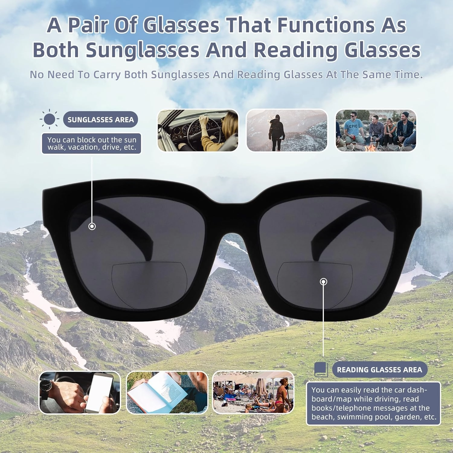 HIYANJN 3 Pack Bifocal Sunglasses For Women Men Reading Sunglasses Oversized Fashion Matte Frame UV400 Sun Readers Glasses 2x