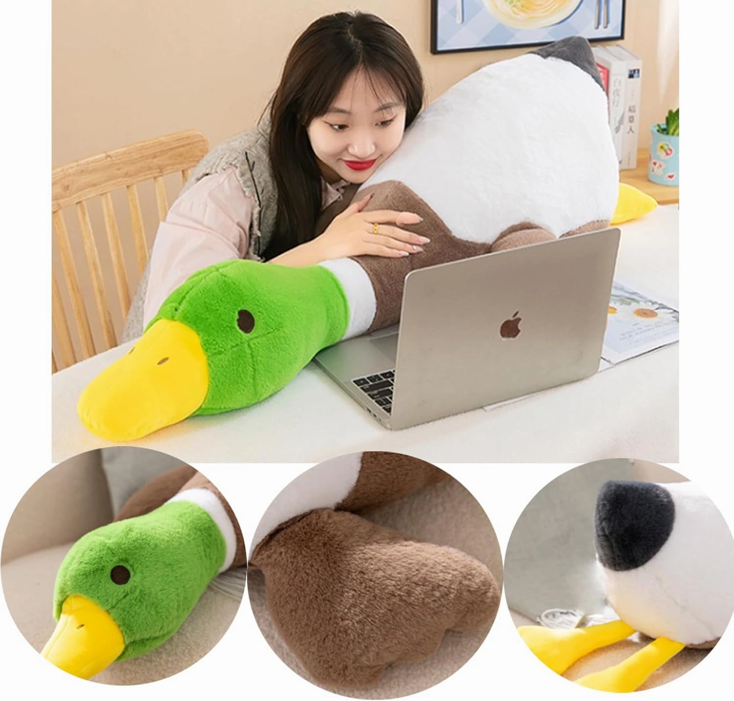 Hofun4U Mallard Duck Stuffed Animal, Duck Plush Pillow, Green Duck Stuffed Plush Toy, Gift for Kids Adults (47 inch)